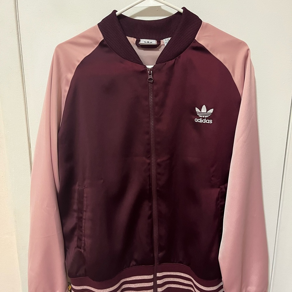 adidas Burgundy and Pink Bomber Jacket